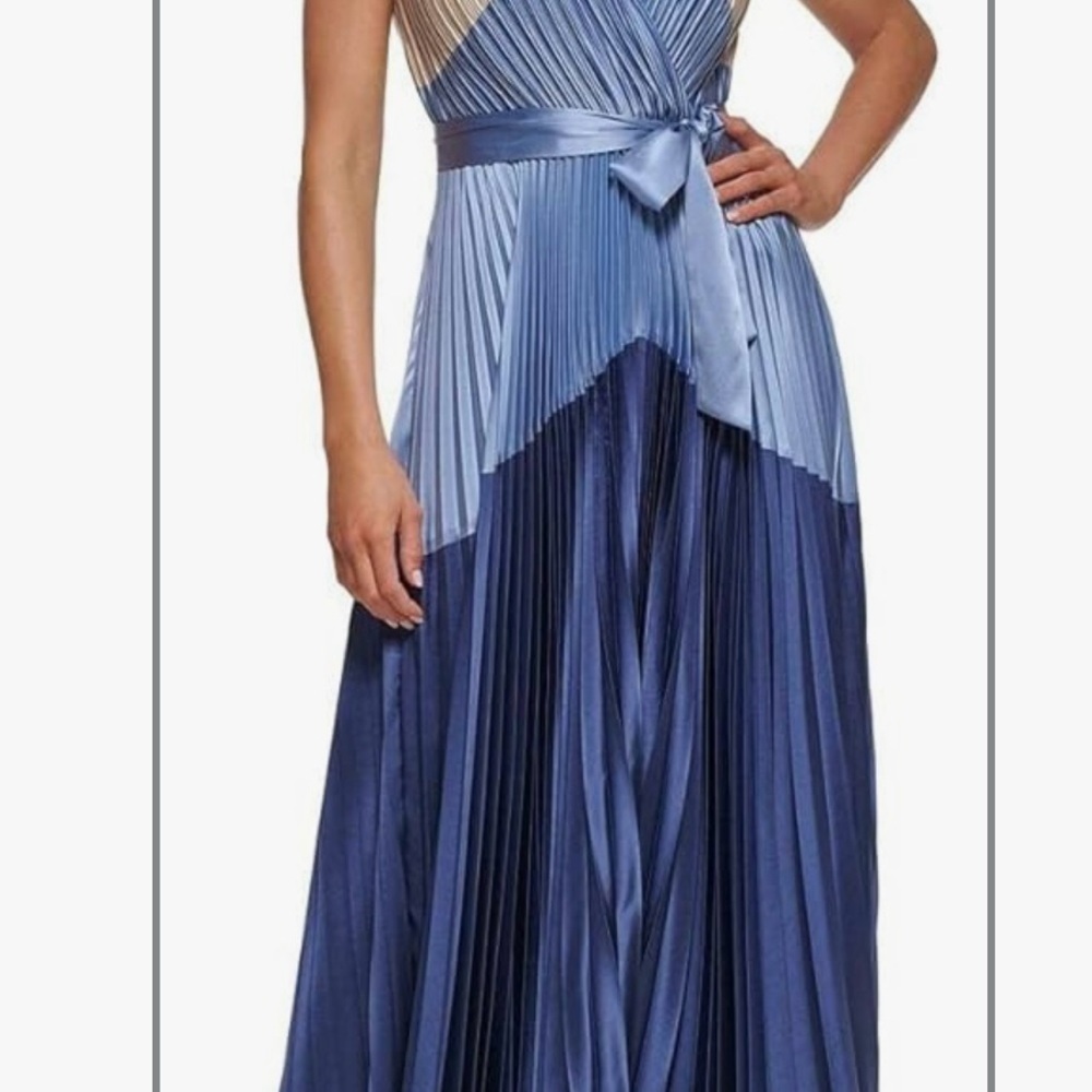 DKNY Sleeveless Pleated Maxi Dress Color block Size 6 NWT Formal, Wedding, - Picture 4 of 12